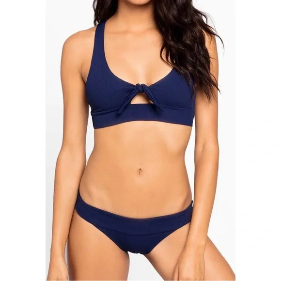 L Space Navy Blue Women's Swim Set size small ribbed - Picture 2 of 3